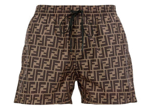 Fendi FF Motif Swim Shorts Brown