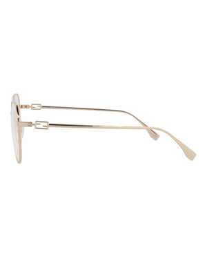 Fendi Round-Frame Metal Optical Frames Gold Gold Transparent (FE50042U-55-028)