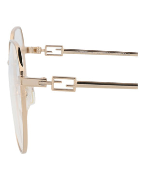 Fendi Round-Frame Metal Optical Frames Gold Gold Transparent (FE50042U-55-028)