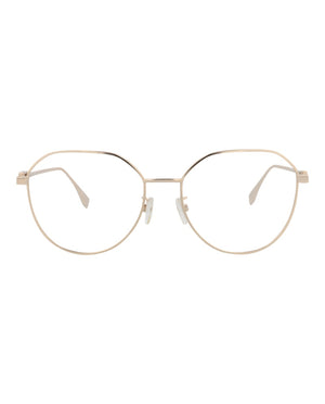 Fendi Round-Frame Metal Optical Frames Gold Gold Transparent (FE50042U-55-028)