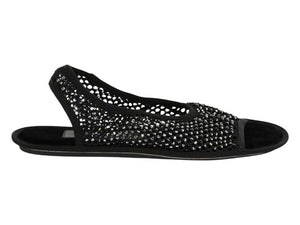 Ferragamo Anio Crystal Embellished Slingback Sandals Black (Women's)