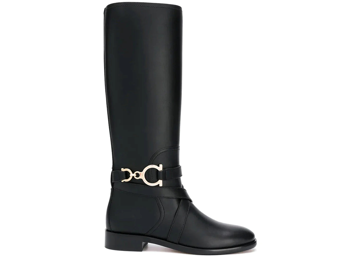 Ferragamo Gancini Horse-Bit Knee-High Boots Black (Women's)
