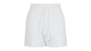 Ferragamo Gancini Pattern Drawstring Shorts White