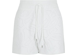 Ferragamo Gancini Pattern Drawstring Shorts White