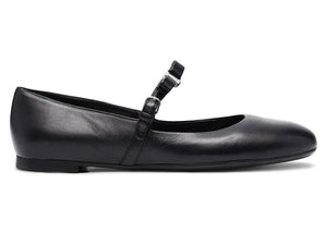 Ferragamo Lizz Leather Ballerina Shoes Black (Women's)