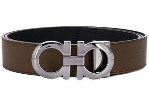 Ferragamo Reversible And Adjustable Gancini Belt 705614 Brown/Gunmetal