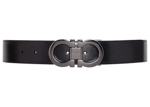 Ferragamo Reversible And Adjustable Gancini Belt Black/Auburn