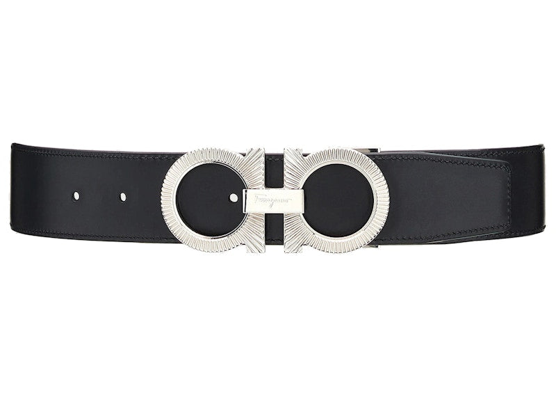 Ferragamo Reversible And Adjustable Gancini Belt Black/Big Sur Soil