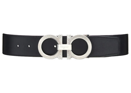 Ferragamo Reversible And Adjustable Gancini Belt Black/Big Sur Soil