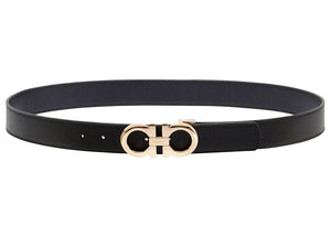 Ferragamo Reversible And Adjustable Gancini Belt Black/Ultra Marine
