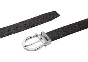 Ferragamo Reversible And Adjustable Gancini Belt Stamped Black/Hickory