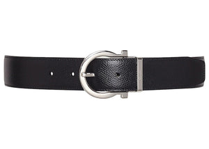 Ferragamo Reversible And Adjustable Gancini Belt Stamped Black/Hickory