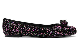 Ferragamo Varina Leather Ballerina Shoes Black Multi (Women's)
