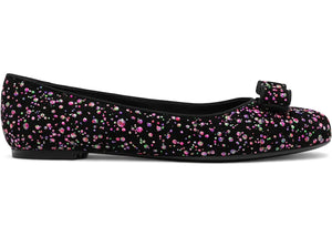 Ferragamo Varina Leather Ballerina Shoes Black Multi (Women's)