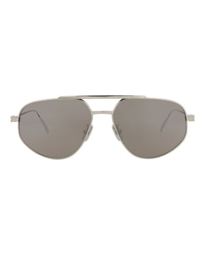 Givenchy Aviator-Frame Metal Sunglasses Palladium Palladium Silver (GV40058U-57-16G)