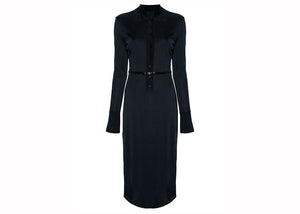 Givenchy Belted Polo-Collar Midi Dress Navy Blue