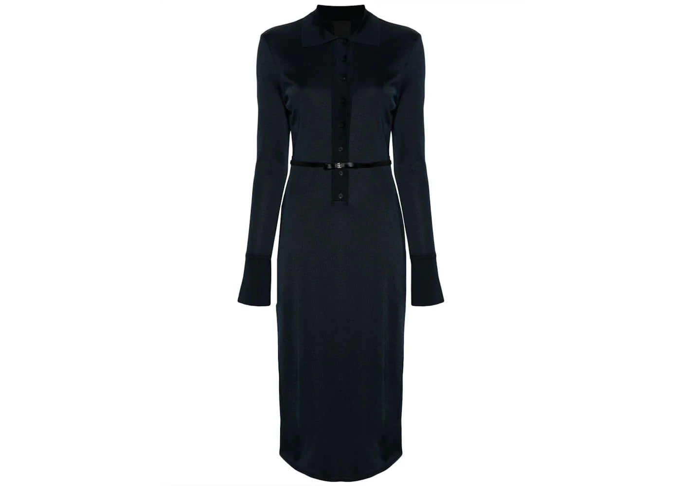 Givenchy Belted Polo-Collar Midi Dress Navy Blue