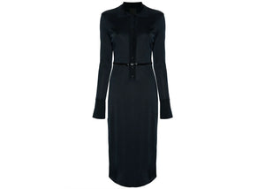Givenchy Belted Polo-Collar Midi Dress Navy Blue