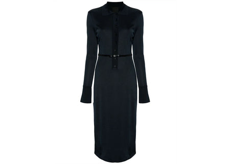 Givenchy Belted Polo-Collar Midi Dress Navy Blue
