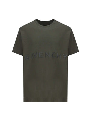 Givenchy Oversized Embroidered Logo T-Shirt Greyish Green