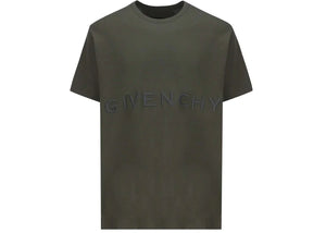 Givenchy Oversized Embroidered Logo T-Shirt Greyish Green