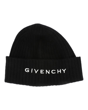 Givenchy Ribbed Embroidered Logo Beanie Black/White