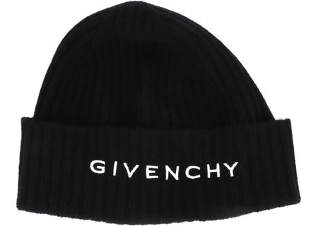 Givenchy Ribbed Embroidered Logo Beanie Black/White