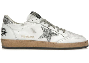 Golden Goose Ball Star White Silver Glitter Womens