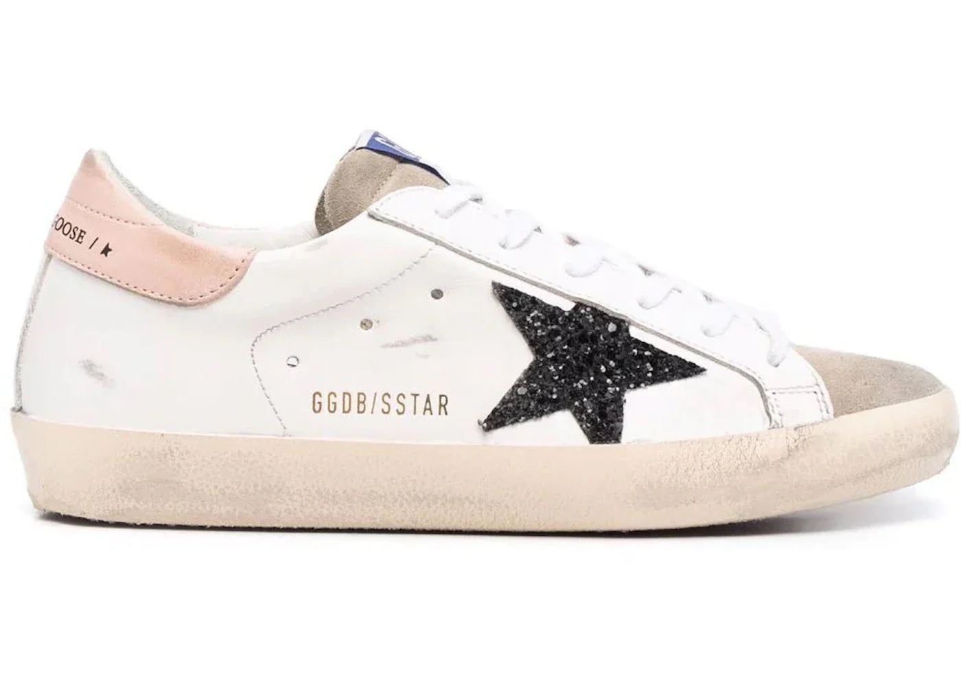 Golden Goose Super-Star White Black Glitter Womens