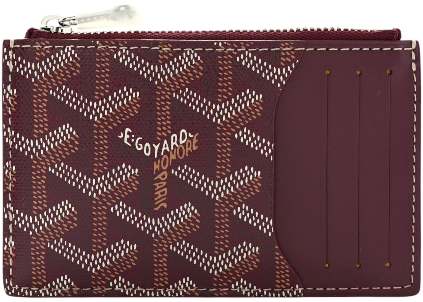 Goyard Bourbon Zipped Card Holder Burgundy