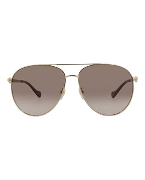Gucci Aviator-Frame Metal Sunglasses Gold Gold Brown (GG1088S-30012964-002)
