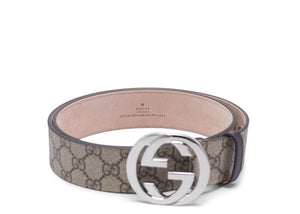 Gucci Belt GG Supreme Interlocking G Buckle 1.5W Beige Ebony/Cocoa
