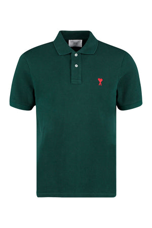 AMI PARIS Shorts sleeve cotton polo shirt Green