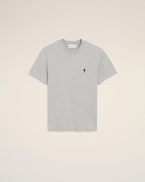 AmiParis Grey Cotton Contrasted Adc T-Shirt
