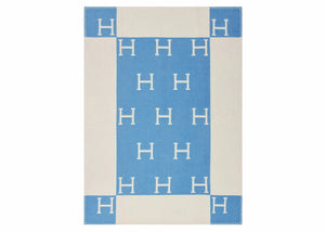 Hermes Avalon Baby Blanket Bleu Genievre/Blanc