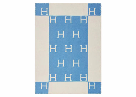 Hermes Avalon Baby Blanket Bleu Genievre/Blanc