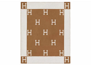 Hermes Avalon Throw Blanket Ecru/Camel