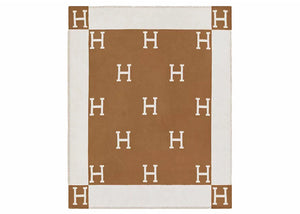 Hermes Avalon Throw Blanket Ecru/Camel