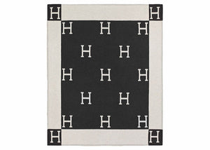 Hermes Avalon Throw Blanket Ecru/Gris Fonce