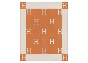 Hermes Avalon Throw Blanket Ecru/Potiron