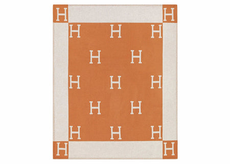 Hermes Avalon Throw Blanket Ecru/Potiron