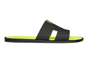 Hermes Izmir Sandal Noir Jaune Fluo Epsom Leather
