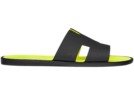 Hermes Izmir Sandal Noir Jaune Fluo Epsom Leather