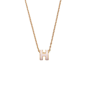 Hermes Mini Pop H Pendant Gold-tone Rose Dragee