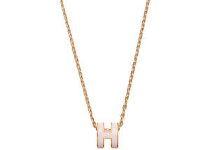 Hermes Mini Pop H Pendant Gold-tone Rose Dragee