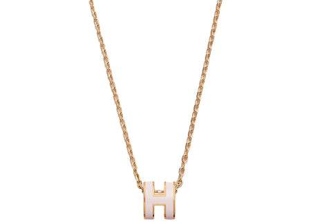 Hermes Mini Pop H Pendant Gold-tone Rose Dragee