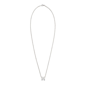 Hermes Mini Pop H Pendant Palladium-tone Blanc