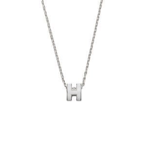 Hermes Mini Pop H Pendant Palladium-tone Blanc