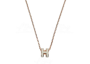 Hermes Mini Pop H Pendant Rose Gold-tone Blanc