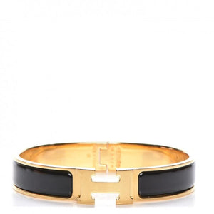 Hermes Clic Clac H Bracelet Gold-tone PM Black